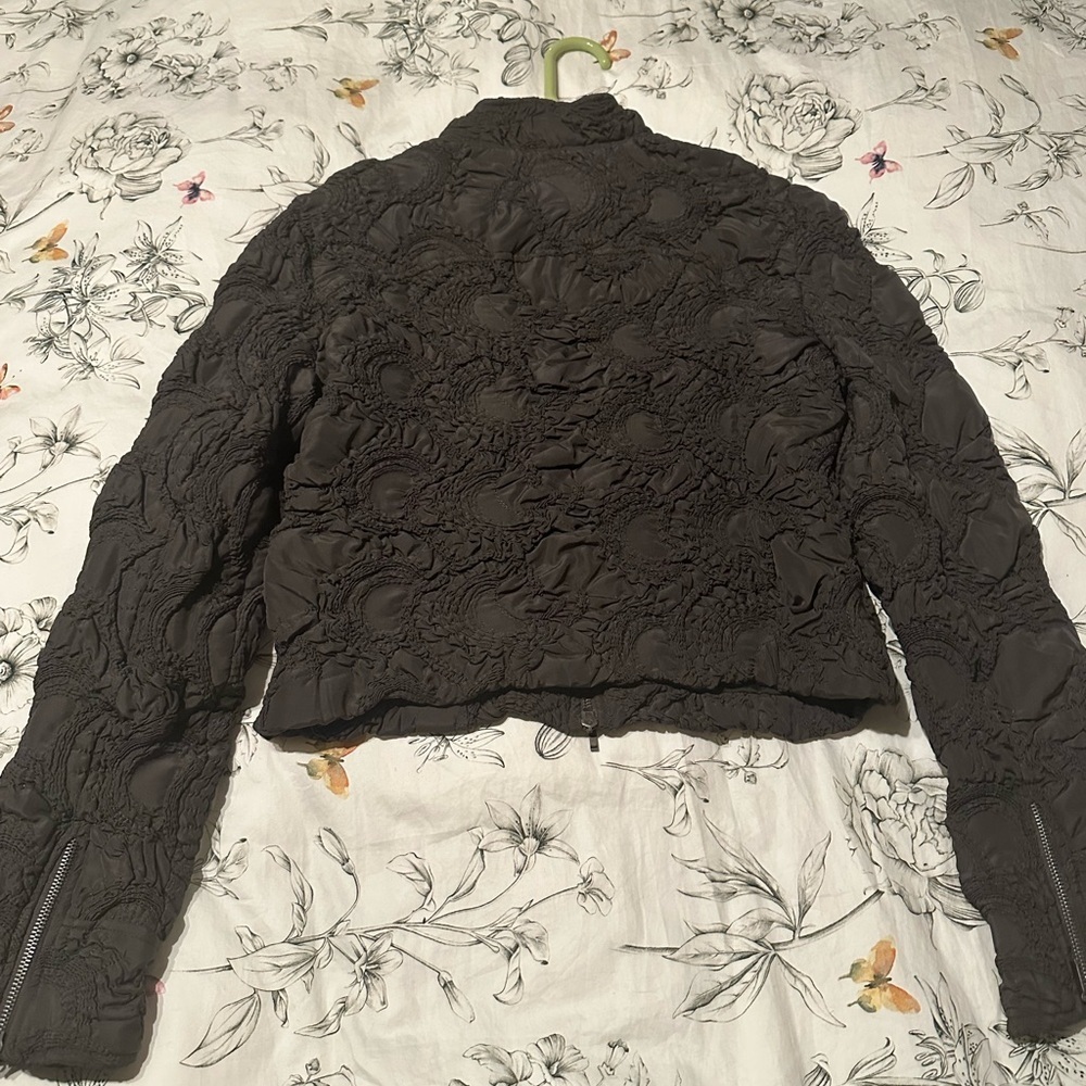 Bebe Black Bomber Jacket with Lace Detail - Picture 2 of 4